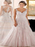 A Line V Neck Appliques Tulle Wedding Dress LBQW0106